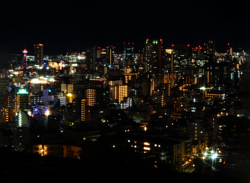 ANAクラウンプラザホテル神戸の客室から見える神戸市街の夜景